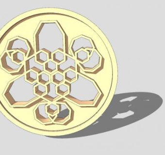 圆形雕刻装饰面板SU模型下载_sketchup草图大师SKP模型