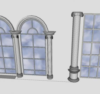 罗马风格窗户SU模型下载_sketchup草图大师SKP模型