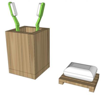 实木小件浴室配件SU模型下载_sketchup草图大师SKP模型