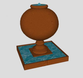 欧式花瓶式喷泉SU模型下载_sketchup草图大师SKP模型