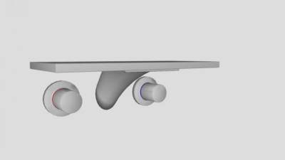 3孔带喷口面盆混合器SU模型下载_sketchup草图大师SKP模型