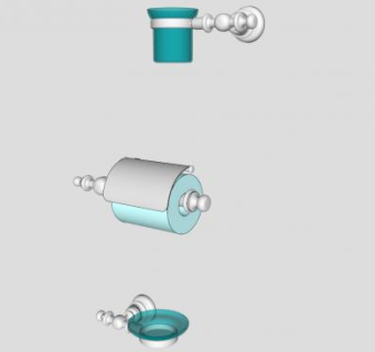 浴室配件纸巾架吹筒架SU模型下载_sketchup草图大师SKP模型