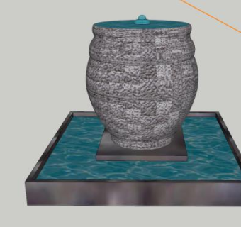 欧式喷泉鼓缸喷泉SU模型下载_sketchup草图大师SKP模型