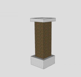 方形石砖柱子SU模型下载_sketchup草图大师SKP模型
