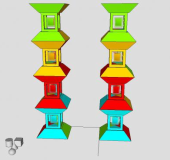 多颜色塔式柱SU模型下载_sketchup草图大师SKP模型