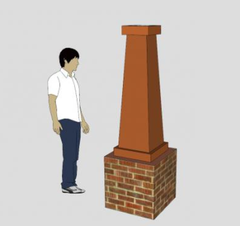 带红砖基座石柱SU模型下载_sketchup草图大师SKP模型