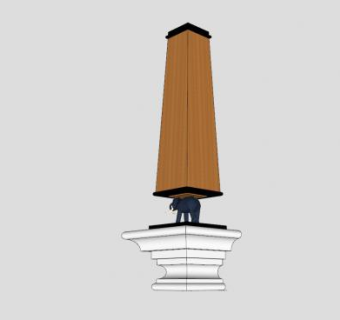 嵌大象双层石柱SU模型下载_sketchup草图大师SKP模型