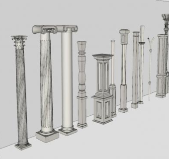 欧式石柱SU模型下载_sketchup草图大师SKP模型