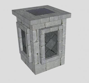 石砖方形柱SU模型下载_sketchup草图大师SKP模型