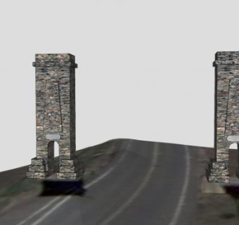 瞭望山公路石柱SU模型下载_sketchup草图大师SKP模型