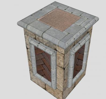 欧式复古石柱SU模型下载_sketchup草图大师SKP模型