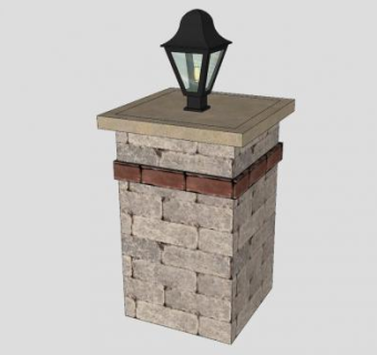 石砖灯柱SU模型下载_sketchup草图大师SKP模型
