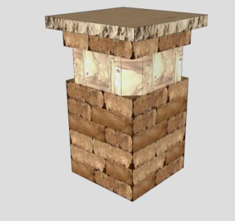 带玻璃的石柱SU模型下载_sketchup草图大师SKP模型