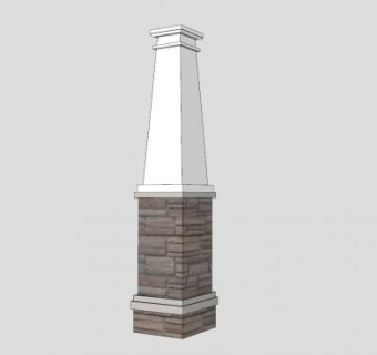 欧式石砖柱基棱锥柱SU模型下载_sketchup草图大师SKP模型