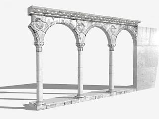 欧洲中世纪门廊SU模型下载_sketchup草图大师SKP模型