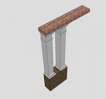 欧式复古双门柱SU模型下载_sketchup草图大师SKP模型