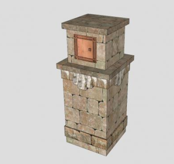 石柱邮箱SU模型下载_sketchup草图大师SKP模型