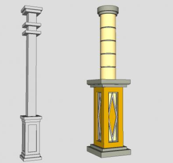 现代装饰立柱SU模型下载_sketchup草图大师SKP模型