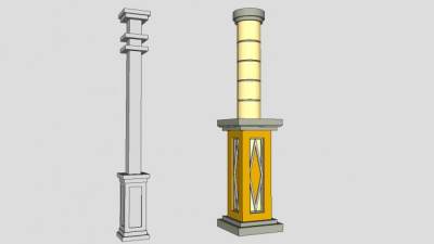 现代装饰立柱SU模型下载_sketchup草图大师SKP模型