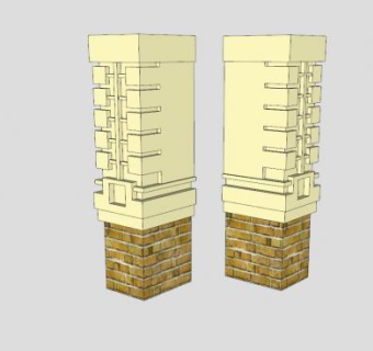草原风格立柱SU模型下载_sketchup草图大师SKP模型