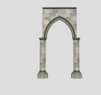 细柱上的哥特式拱门SU模型下载_sketchup草图大师SKP模型
