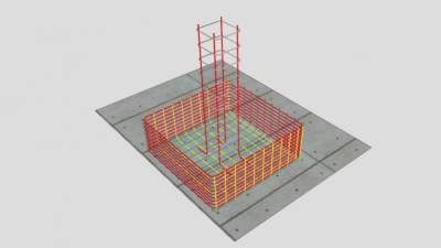 柱基建造框架图SU模型下载_sketchup草图大师SKP模型