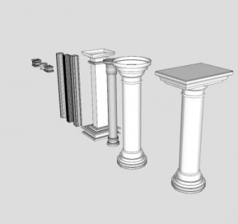 多风格石柱SU模型下载_sketchup草图大师SKP模型