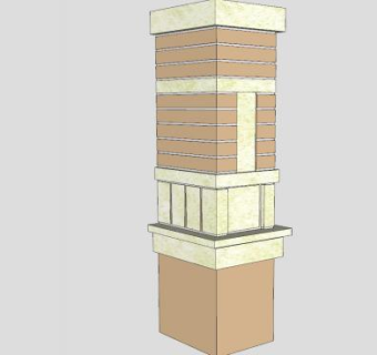砖和石灰岩的门柱SU模型下载_sketchup草图大师SKP模型