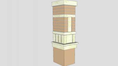 砖和石灰岩的门柱SU模型下载_sketchup草图大师SKP模型