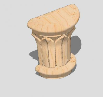 叶片柱帽半解剖SU模型下载_sketchup草图大师SKP模型
