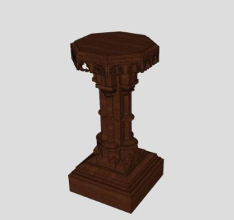 木雕哥特式基座SU模型下载_sketchup草图大师SKP模型