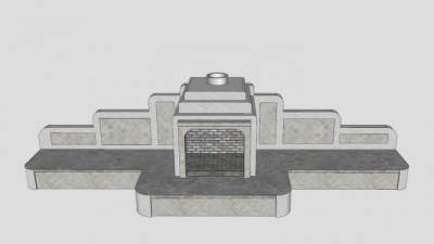 后院防火壁炉SU模型下载_sketchup草图大师SKP模型