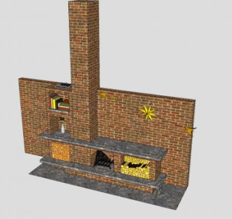 燃木型烟囱壁炉SU模型下载_sketchup草图大师SKP模型