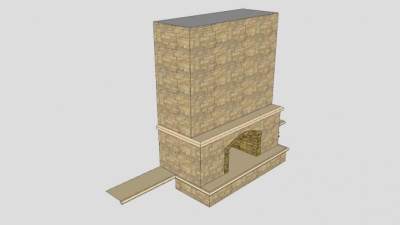大型石砖壁炉SU模型下载_sketchup草图大师SKP模型