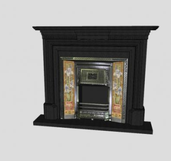 铜雕工艺壁炉SU模型下载_sketchup草图大师SKP模型