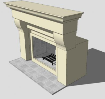 现代风格壁炉和铁柱炉架SU模型下载_sketchup草图大师SKP模型