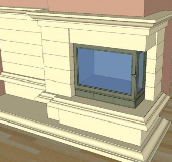 现代转角式壁炉SU模型下载_sketchup草图大师SKP模型