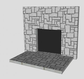 纹理石砖壁炉SU模型下载_sketchup草图大师SKP模型