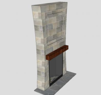 古典型石砖壁炉SU模型下载_sketchup草图大师SKP模型