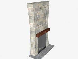 古典型石砖壁炉SU模型下载_sketchup草图大师SKP模型
