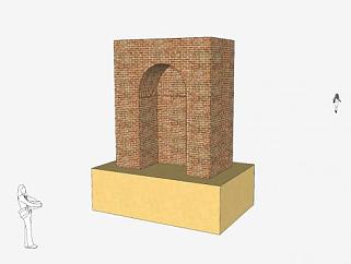 砖砌拱形壁炉SU模型下载_sketchup草图大师SKP模型