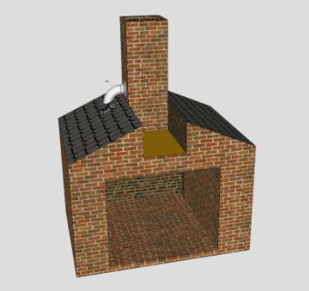 砖石烟囱壁炉SU模型下载_sketchup草图大师SKP模型