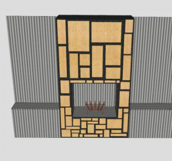 现代嵌墙式壁炉SU模型下载_sketchup草图大师SKP模型
