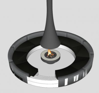 现代围坐式真火壁炉SU模型下载_sketchup草图大师SKP模型