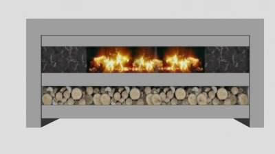 小型真火壁炉架SU模型下载_sketchup草图大师SKP模型