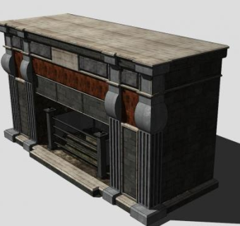古典老式壁炉SU模型下载_sketchup草图大师SKP模型