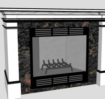 现代欧式瓷砖壁炉SU模型下载_sketchup草图大师SKP模型