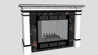 现代欧式瓷砖壁炉SU模型下载_sketchup草图大师SKP模型