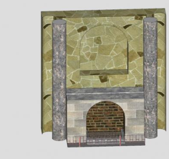 古典带壁龛壁炉SU模型下载_sketchup草图大师SKP模型