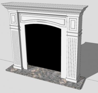 欧式木制壁炉架SU模型下载_sketchup草图大师SKP模型